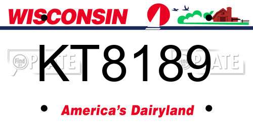 KT8189 Wisconsin License Plate