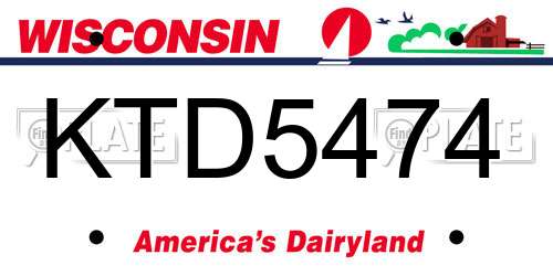 KTD5474 Wisconsin License Plate