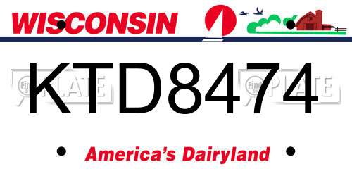KTD8474 Wisconsin License Plate