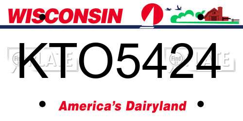 KTO5424 Wisconsin License Plate
