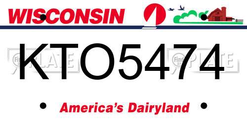 KTO5474 Wisconsin License Plate