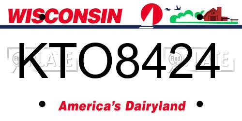KTO8424 Wisconsin License Plate