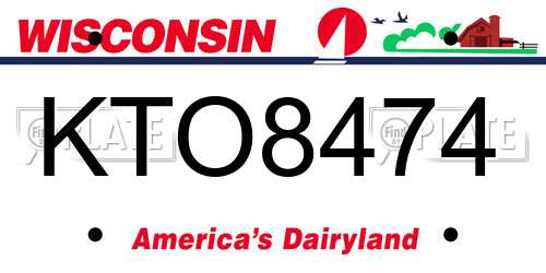 KTO8474 Wisconsin License Plate