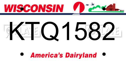 KTQ1582 Wisconsin License Plate