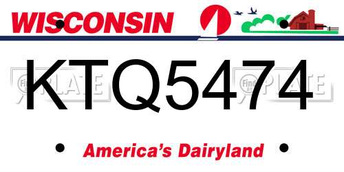 KTQ5474 Wisconsin License Plate