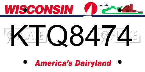 KTQ8474 Wisconsin License Plate