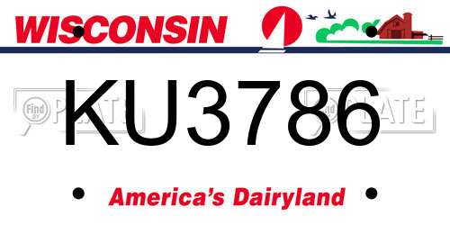 KU3786 Wisconsin License Plate
