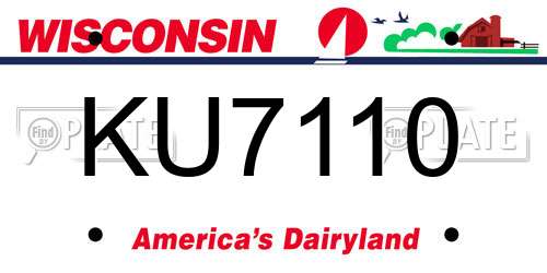 KU7110 Wisconsin License Plate