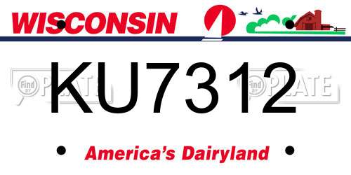 KU7312 Wisconsin License Plate