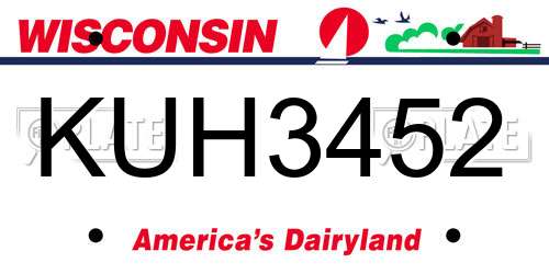 KUH3452 Wisconsin License Plate