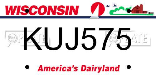 KUJ575 Wisconsin License Plate