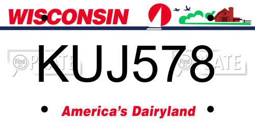 KUJ578 Wisconsin License Plate