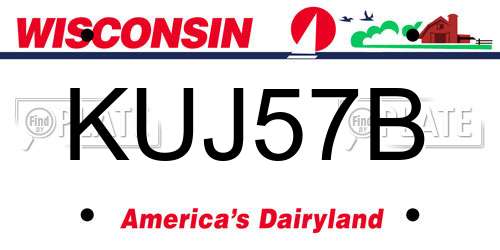 KUJ57B Wisconsin License Plate