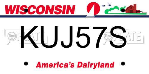 KUJ57S Wisconsin License Plate