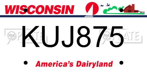 KUJ875 Wisconsin License Plate