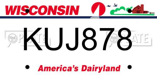 KUJ878 Wisconsin License Plate