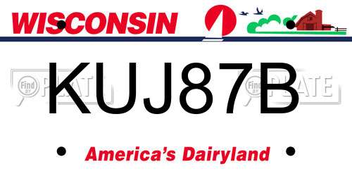 KUJ87B Wisconsin License Plate