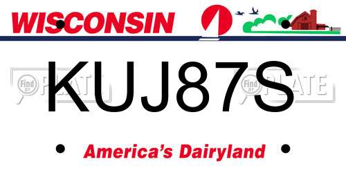 KUJ87S Wisconsin License Plate
