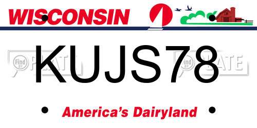 KUJS78 Wisconsin License Plate