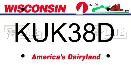 KUK38D Wisconsin License Plate