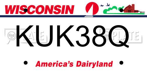 KUK38Q Wisconsin License Plate