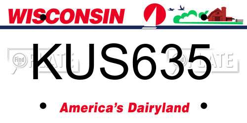 KUS635 Wisconsin License Plate