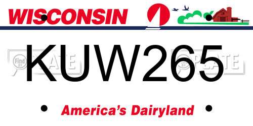 KUW265 Wisconsin License Plate