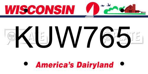 KUW765 Wisconsin License Plate