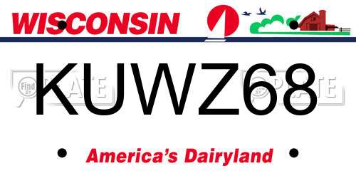KUWZ68 Wisconsin License Plate