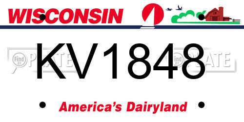 KV1848 Wisconsin License Plate