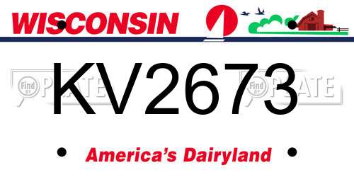KV2673 Wisconsin License Plate