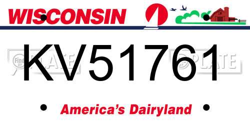 KV51761 Wisconsin License Plate