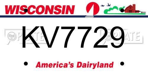 KV7729 Wisconsin License Plate