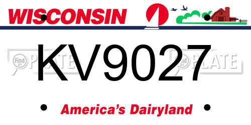 KV9027 Wisconsin License Plate