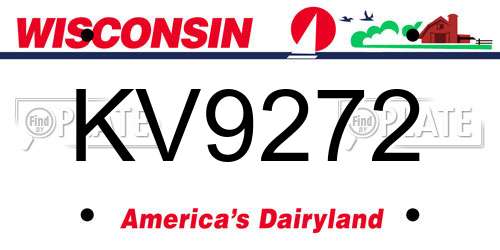 KV9272 Wisconsin License Plate