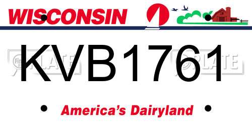 KVB1761 Wisconsin License Plate