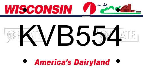 KVB554 Wisconsin License Plate