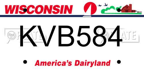 KVB584 Wisconsin License Plate