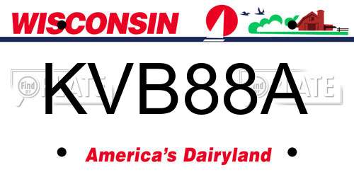 KVB88A Wisconsin License Plate