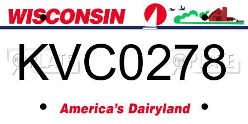 KVC0278 Wisconsin License Plate