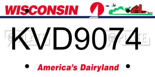 KVD9074 Wisconsin License Plate