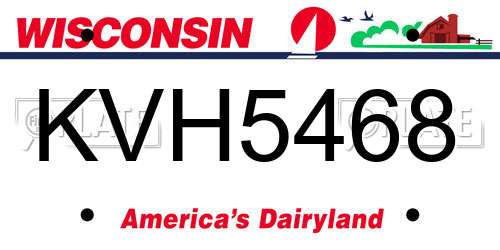 KVH5468 Wisconsin License Plate