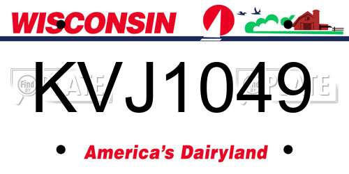 KVJ1049 Wisconsin License Plate