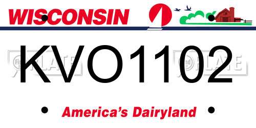 KVO1102 Wisconsin License Plate