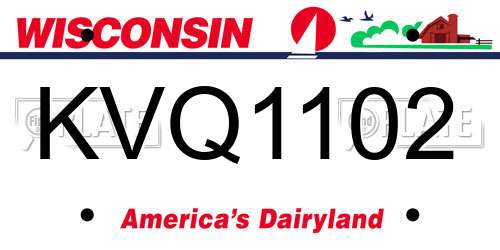 KVQ1102 Wisconsin License Plate