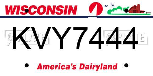 KVY7444 Wisconsin License Plate