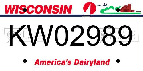 KW02989 Wisconsin License Plate