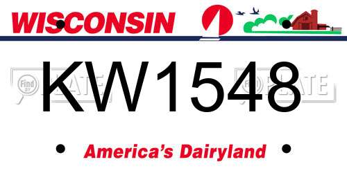 KW1548 Wisconsin License Plate
