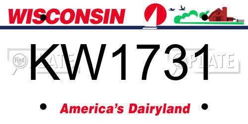 KW1731 Wisconsin License Plate