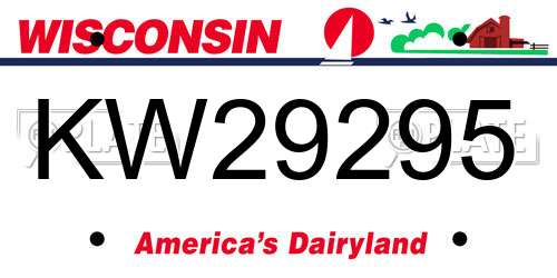 KW29295 Wisconsin License Plate